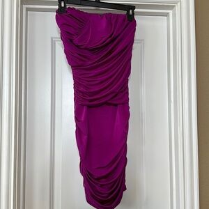 Arden B ruched purple XS STRAPLESS dress